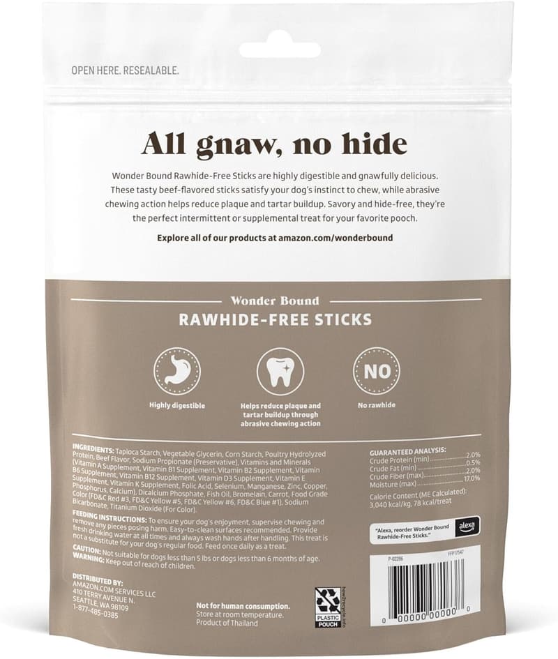 Beef Flavor Dental Chews for Dogs - Rawhide-Free, 18 oz Total