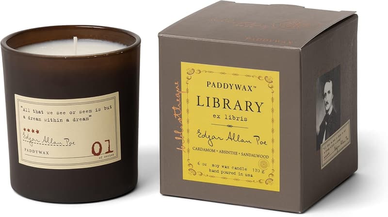 Edgar Allan Poe Scented Candle - Luxury Cardamom & Sandalwood, 6.5 oz