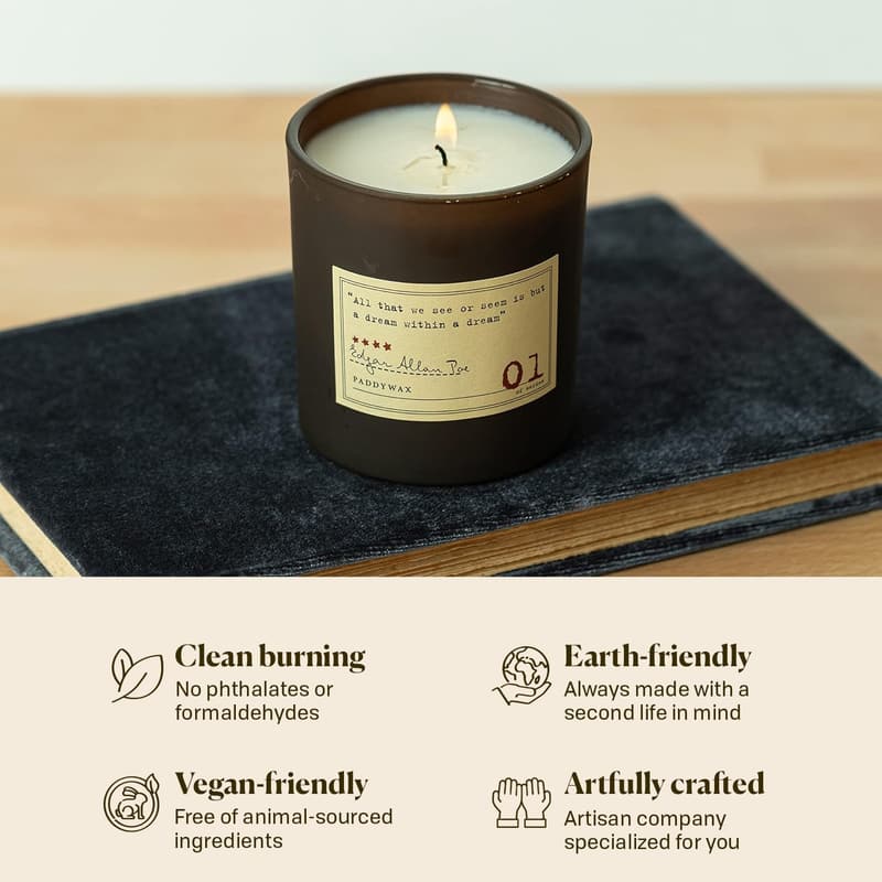 Edgar Allan Poe Scented Candle - Luxury Cardamom & Sandalwood, 6.5 oz