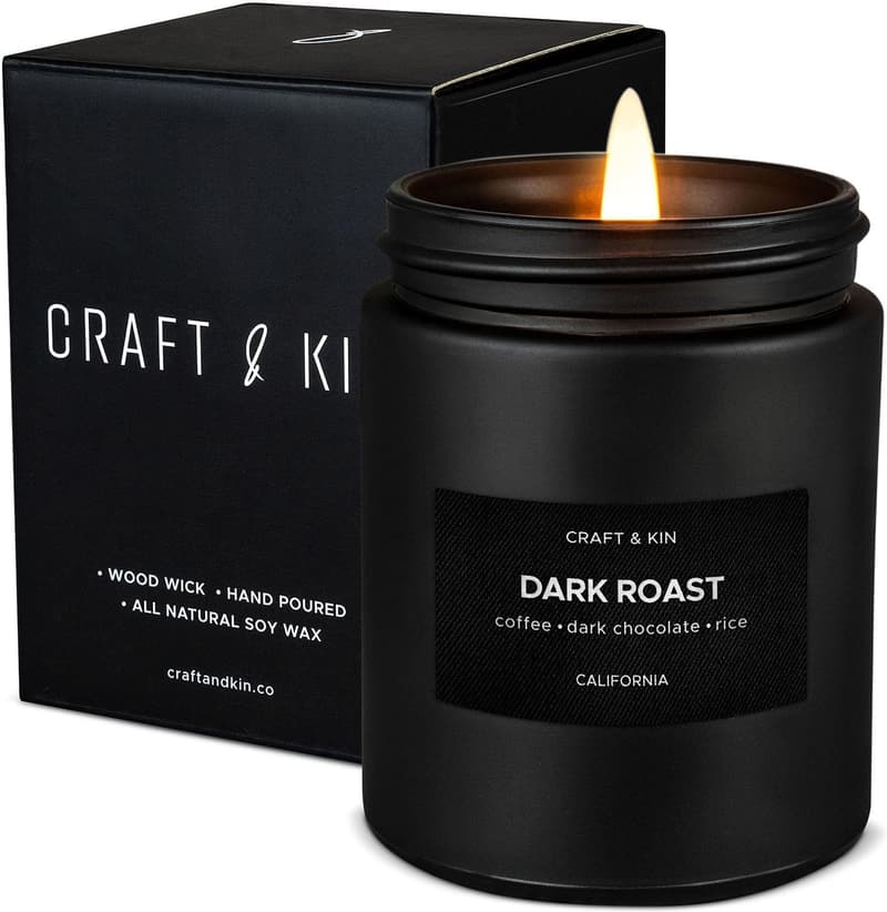 Dark Roast Coffee Candle | Soy Wax | 45 Hour Burn Time | Gifts for Dad