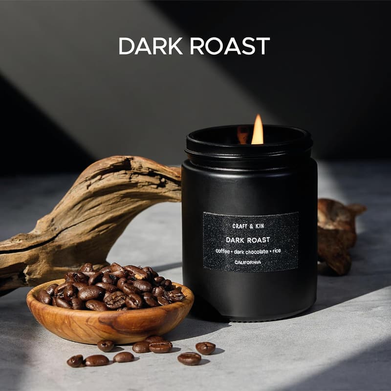 Dark Roast Coffee Candle | Soy Wax | 45 Hour Burn Time | Gifts for Dad
