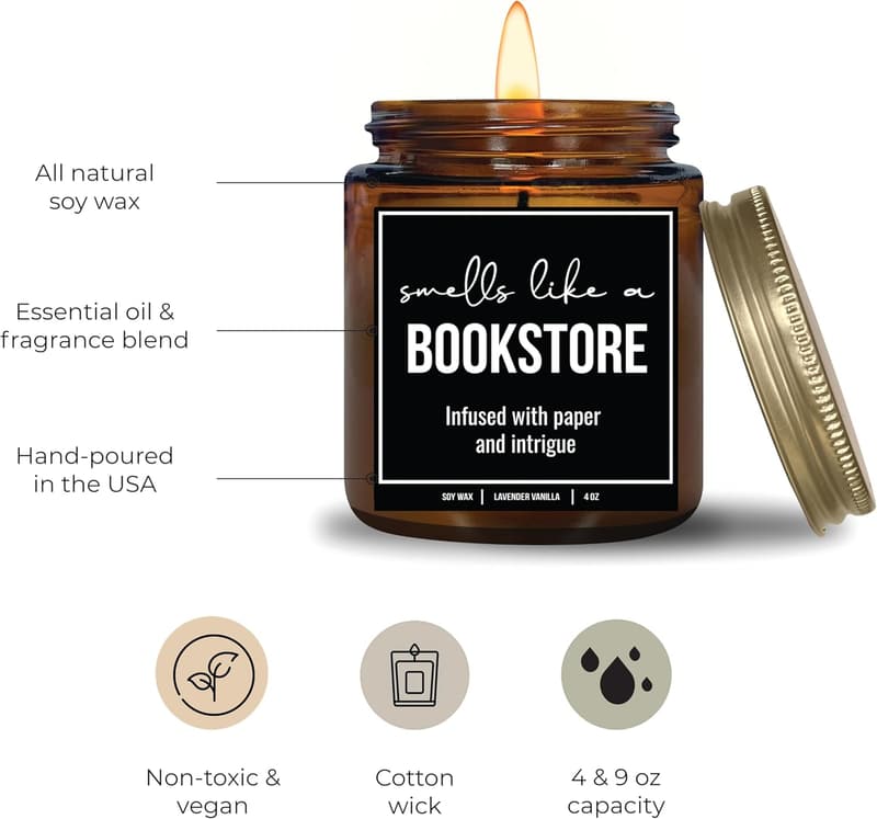 Scented Soy Candle for Book Lovers - 9 oz Gift