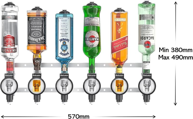 Wall-Mounted Liquor Dispenser for Home Bar - 3/4/6 Bottle