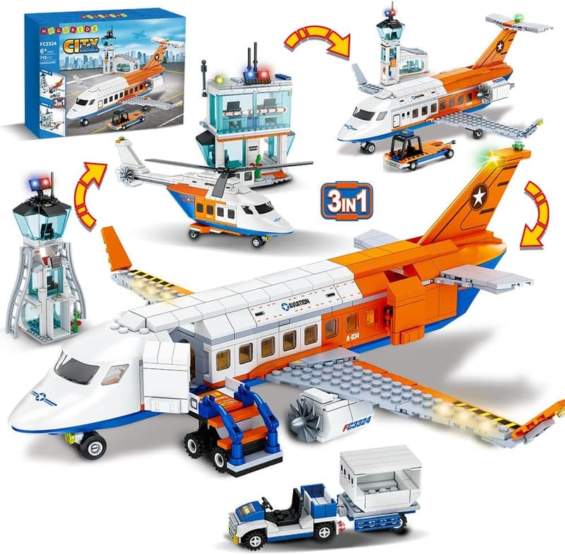 City Passenger Airplane Building Set - 711 PCS STEM Toy for Kids 6+