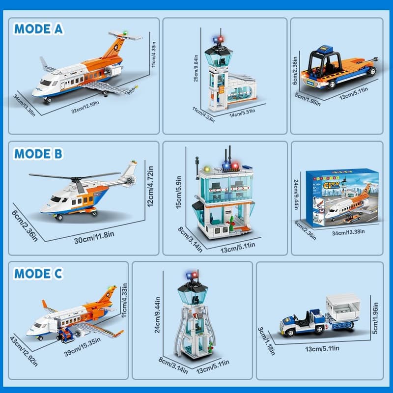 City Passenger Airplane Building Set - 711 PCS STEM Toy for Kids 6+