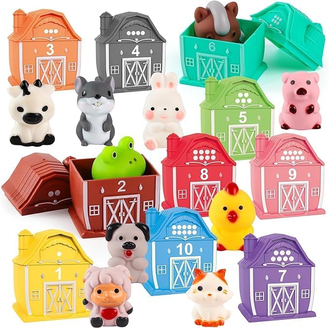 Christmas Gift: Montessori Farm Animal Finger Puppets Set, 20 Pieces