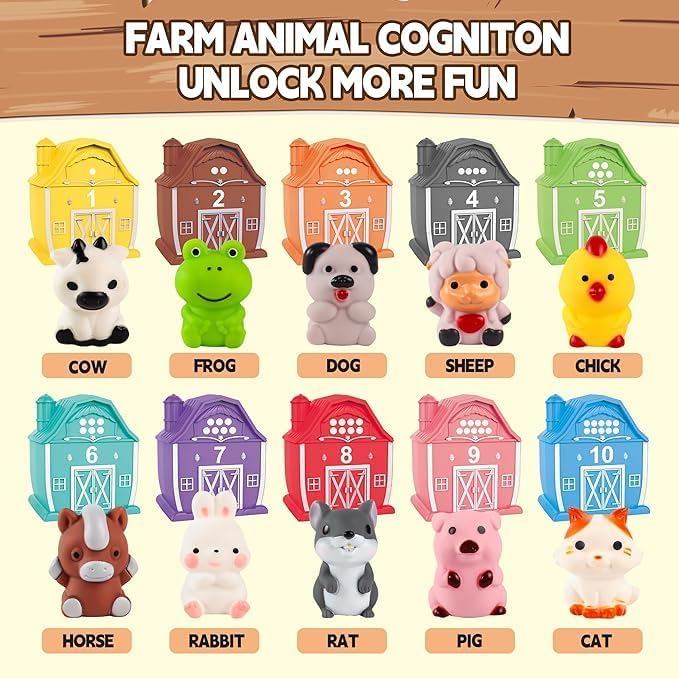 Christmas Gift: Montessori Farm Animal Finger Puppets Set, 20 Pieces