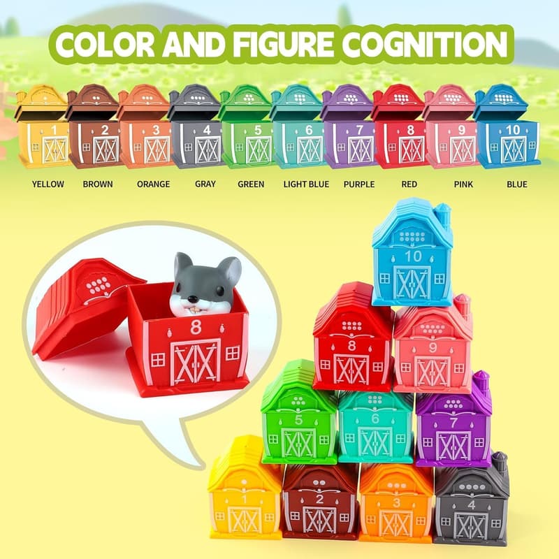 Christmas Gift: Montessori Farm Animal Finger Puppets Set, 20 Pieces