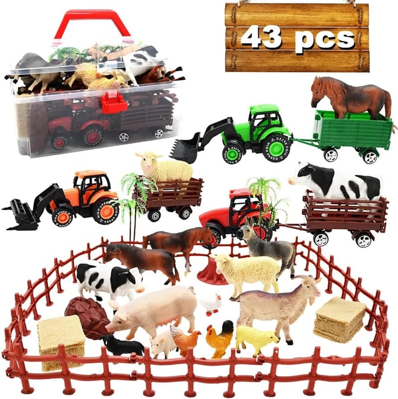 Farm Toy Tractor Set with 40 Animal Figurines for Kids
