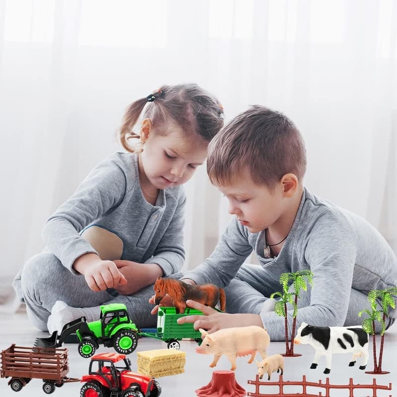 Farm Toy Tractor Set with 40 Animal Figurines for Kids