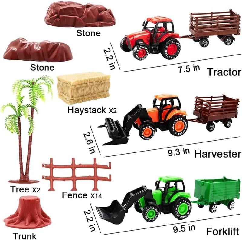 Farm Toy Tractor Set with 40 Animal Figurines for Kids