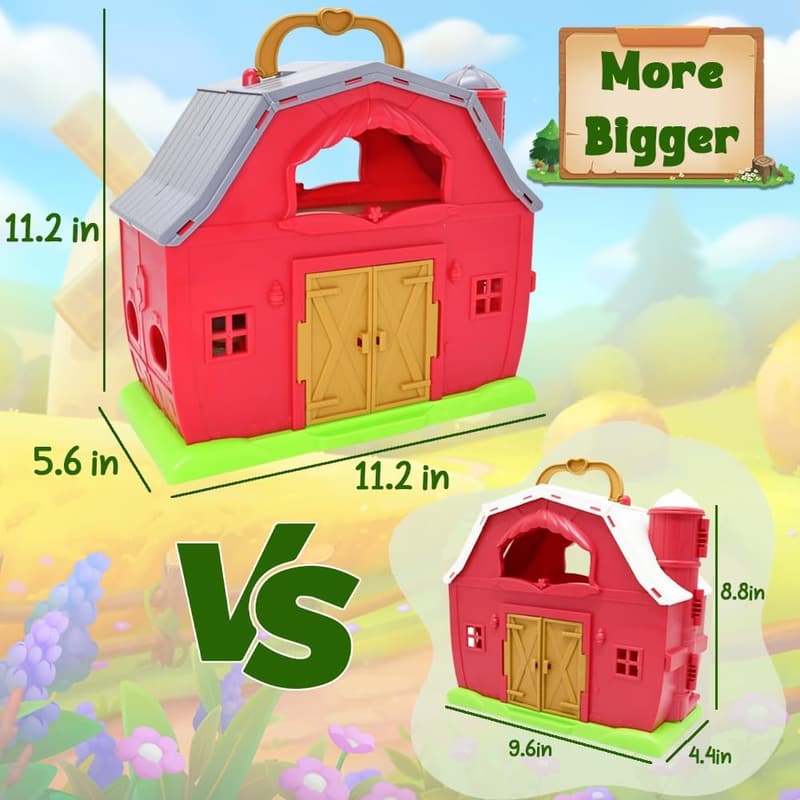 Farm Animals Red Barn Playset for Toddlers, Preschool Gift