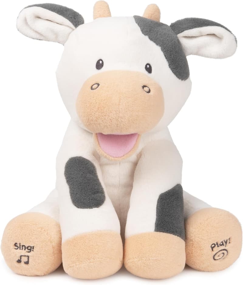 Singing Plush Cow Sensory Toy for Babies, 12”