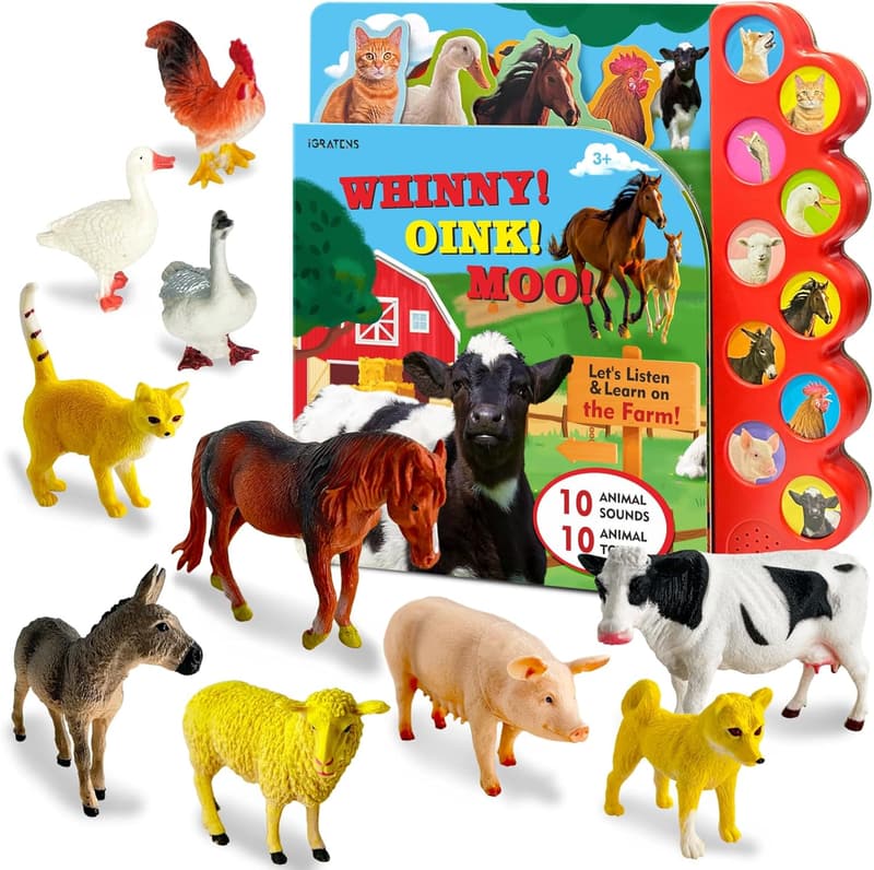 Farm Animal Sound Book Set for Toddlers, 10pcs