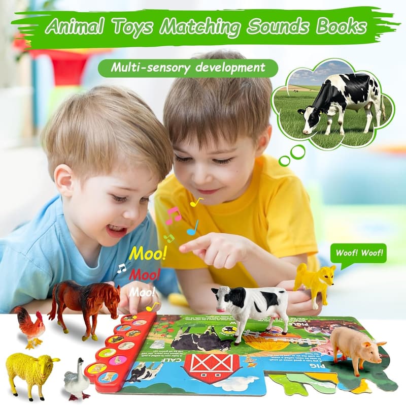 Farm Animal Sound Book Set for Toddlers, 10pcs