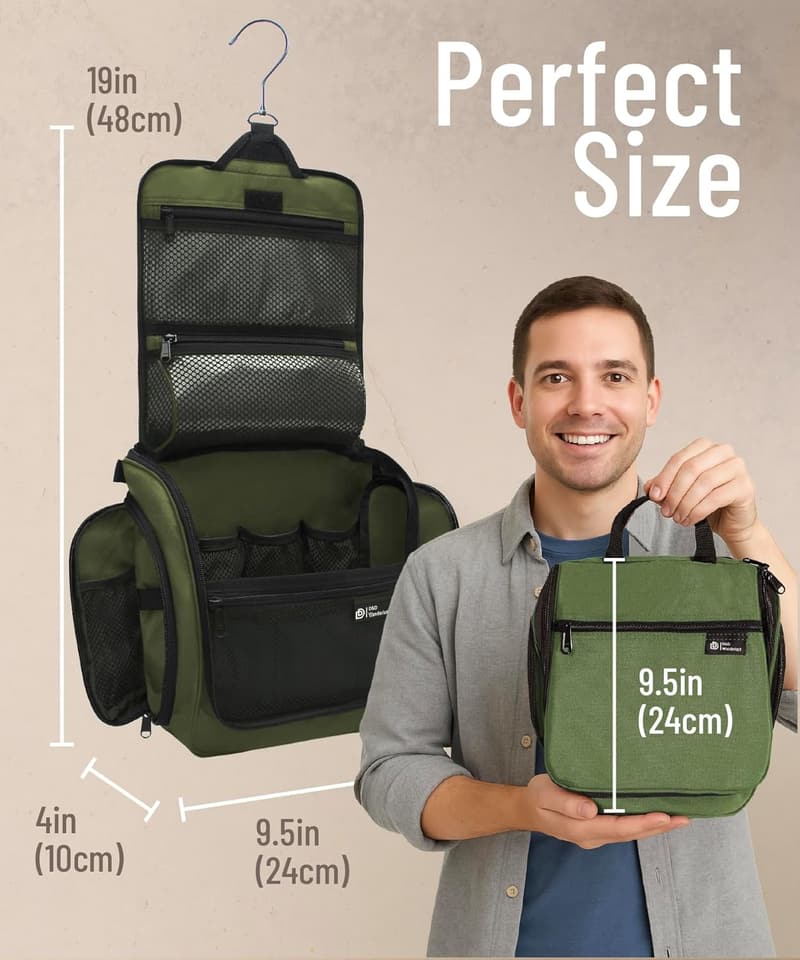 Travel Toiletry Bag for Men and Women - 10 Compartment Organizer