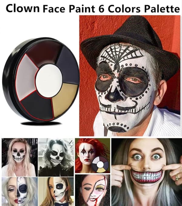 Halloween Body Paint Kit - 6-Color Clown Makeup Palette