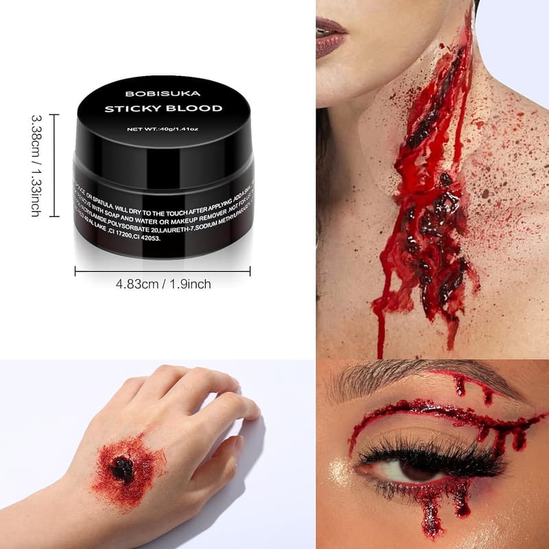 Halloween Special Effects Makeup Kit - 6 Pieces with Blood Gel, Latex, and Tools