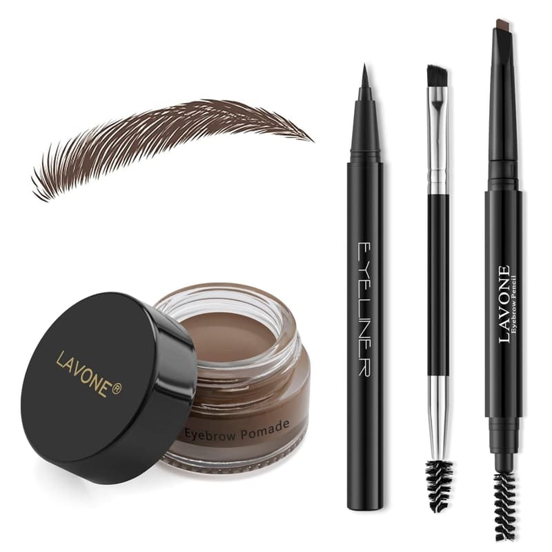 Eyebrow Makeup Kit with Waterproof Pencil and Dual Brush - Dark Brown