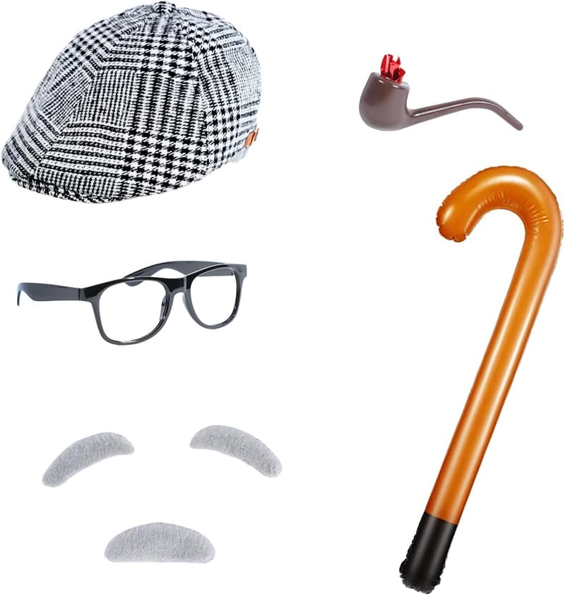 Halloween Costume for Kids - Black Old Man Outfit, One Size