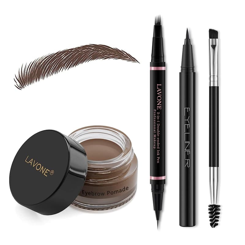 Waterproof 2-in-1 Eyebrow Pencil Kit for Natural Brows - Dark Brown