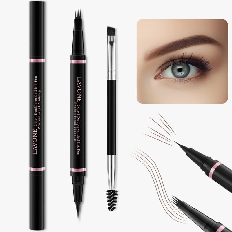 Waterproof 2-in-1 Eyebrow Pencil Kit for Natural Brows - Dark Brown