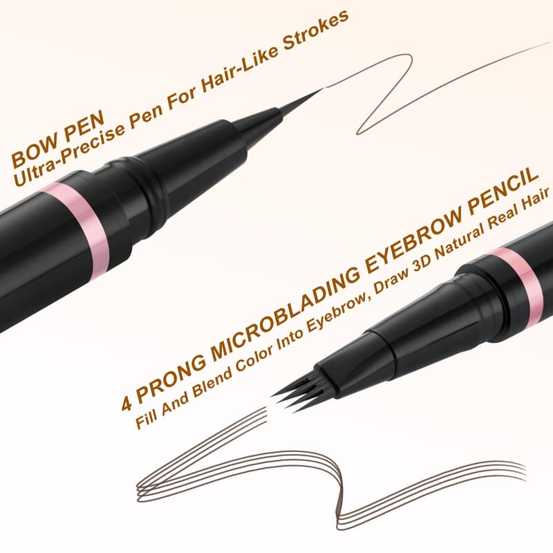 Waterproof 2-in-1 Eyebrow Pencil Kit for Natural Brows - Dark Brown