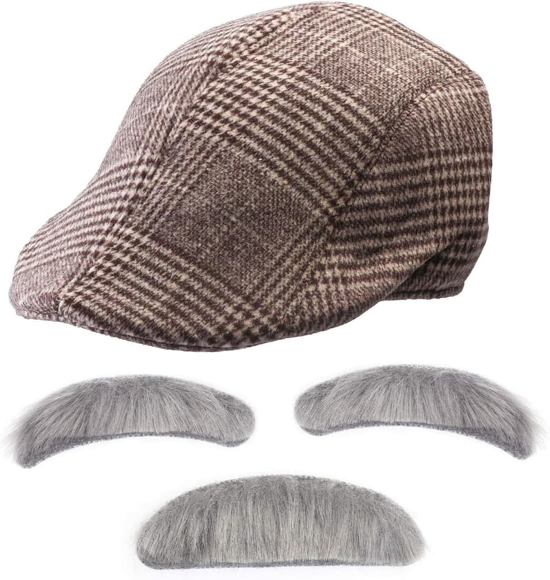 Grandpa Costume Set: Beret, Glasses, Moustache & Eyebrows