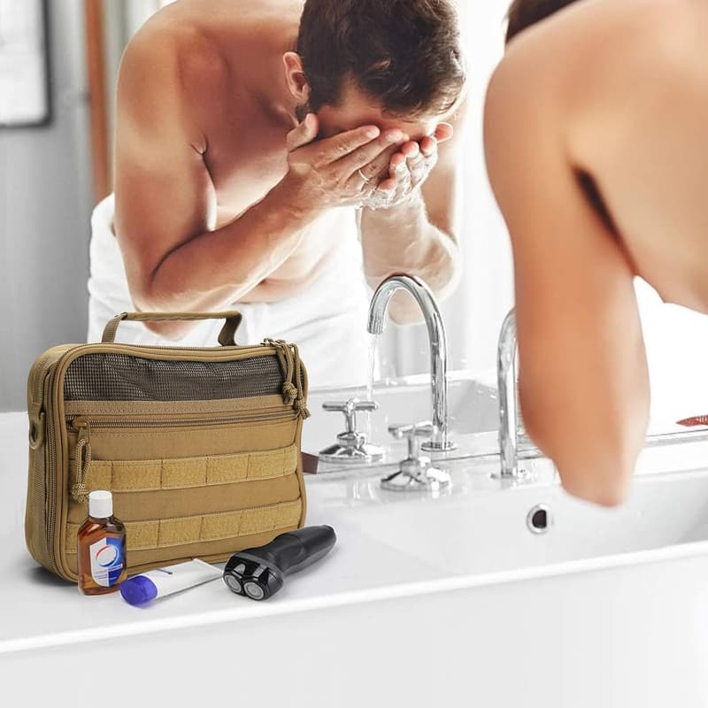 Men's Travel Toiletry Bag - Brown Dopp Kit Organizer