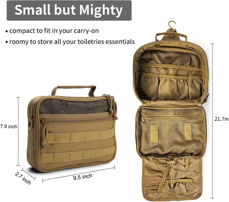 Men's Travel Toiletry Bag - Brown Dopp Kit Organizer