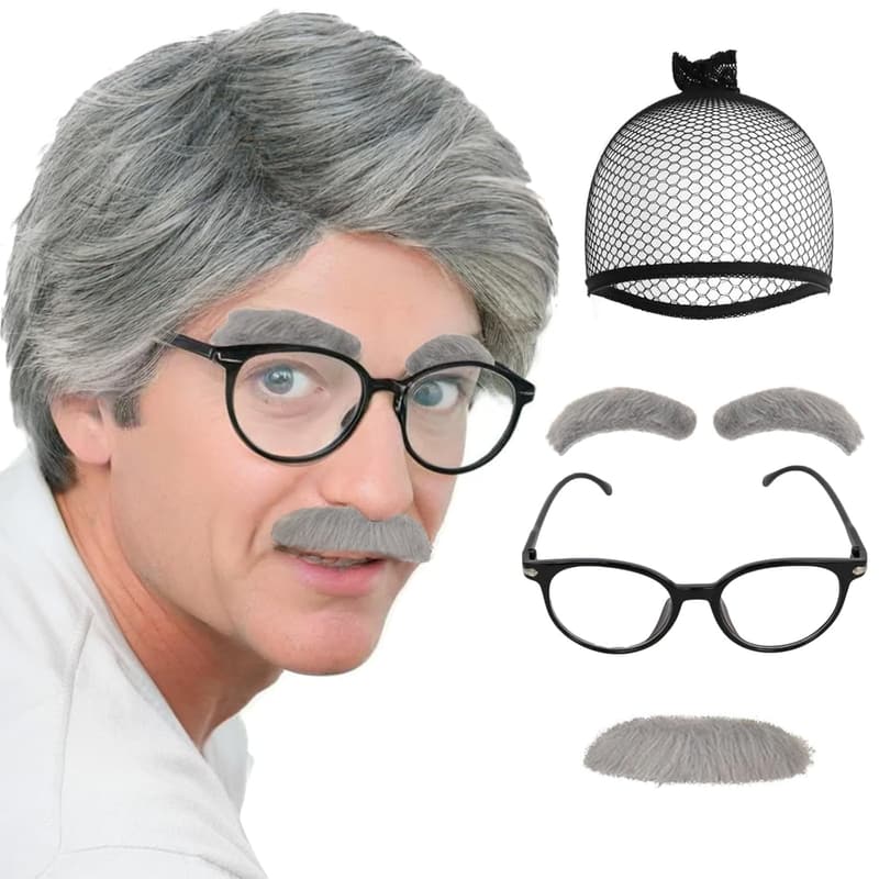 100 Days of School Grandpa Costume Wig Set for Men