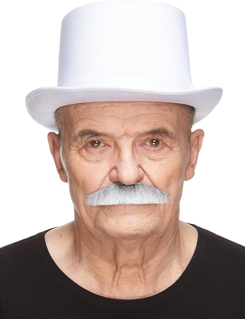 Policeman Costume Accessory: Gray & White Fake Mustache