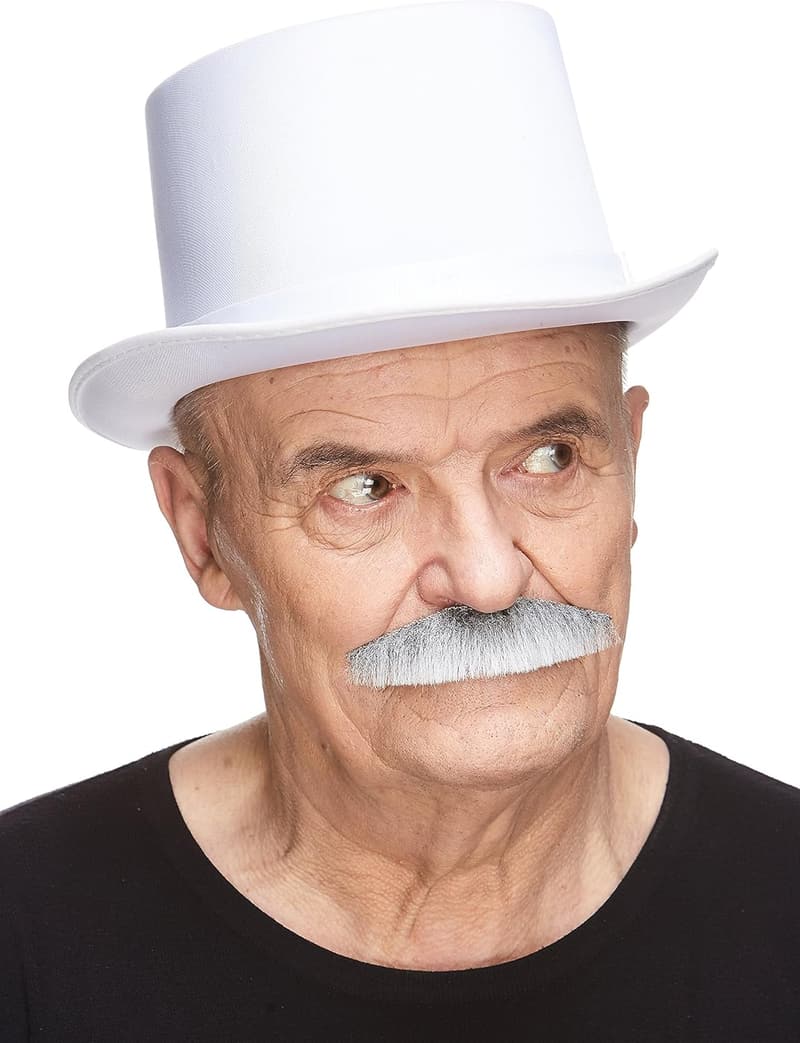 Policeman Costume Accessory: Gray & White Fake Mustache