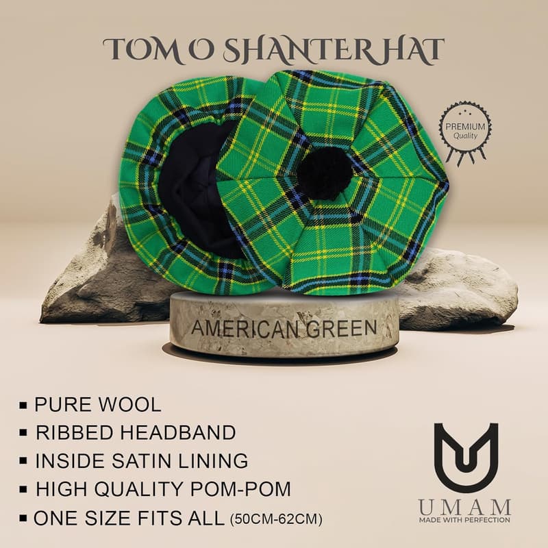 Scottish Tam O'Shanter Acrylic Wool Hat in Multiple Tartans