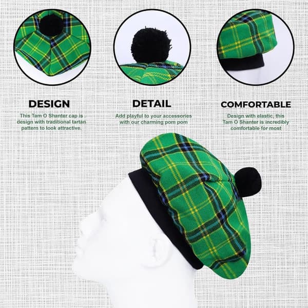 Scottish Tam O'Shanter Acrylic Wool Hat in Multiple Tartans