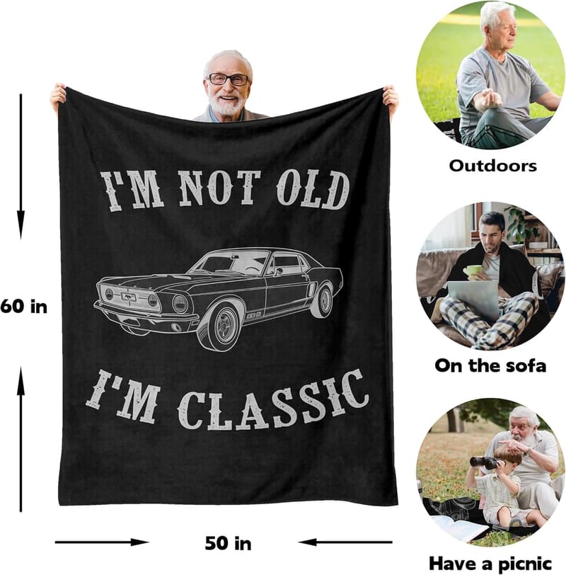 Funny Birthday Throw Blanket for Men - 50