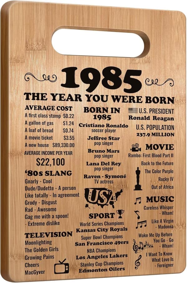 1985 Cutting Board Gift for 40th Birthday Celebrations