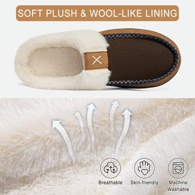 Men's Memory Foam Slippers with Fleece Lining and Anti-Skid Sole