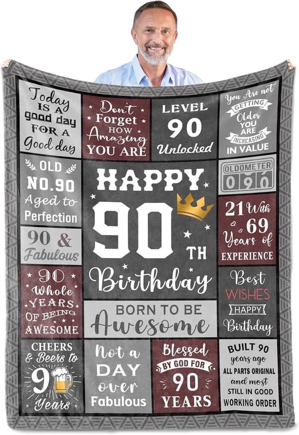 90th Birthday Blanket for Men - 60