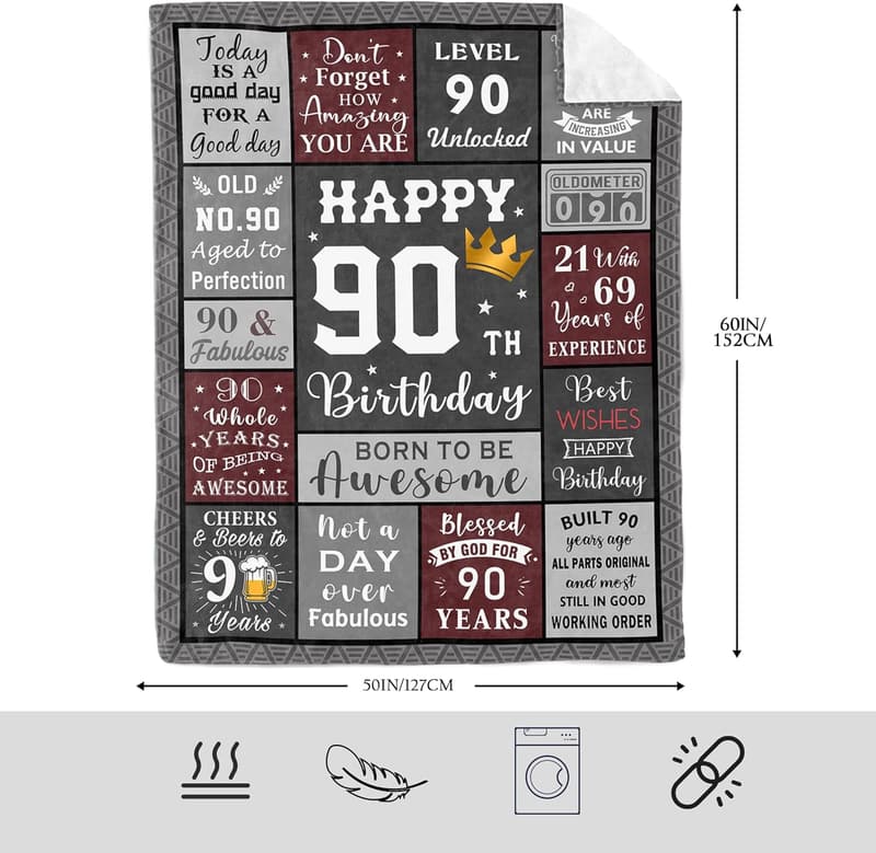 90th Birthday Blanket for Men - 60