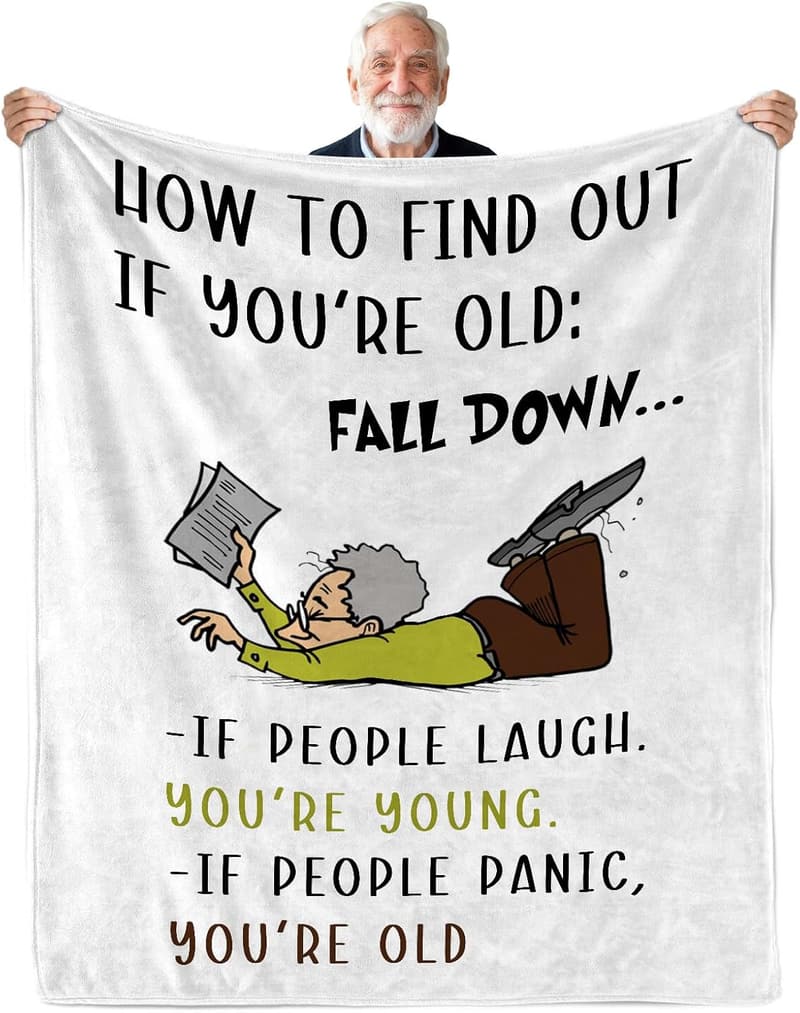 Humorous Birthday Blanket Gift for Older Men - 60
