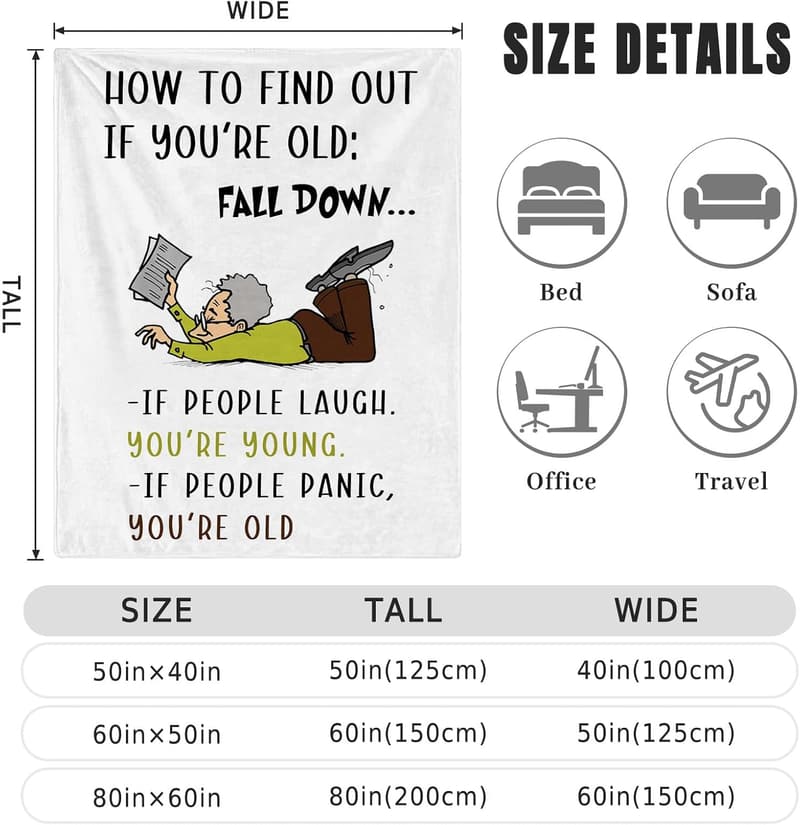 Humorous Birthday Blanket Gift for Older Men - 60