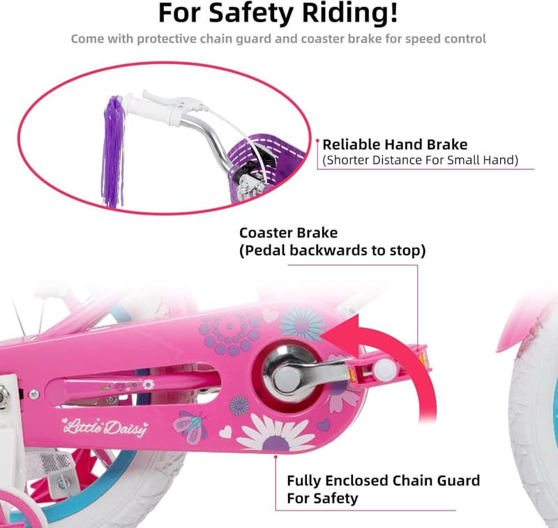 Kids Daisy Bike with Doll Seat & Streamers, Ages 2-7