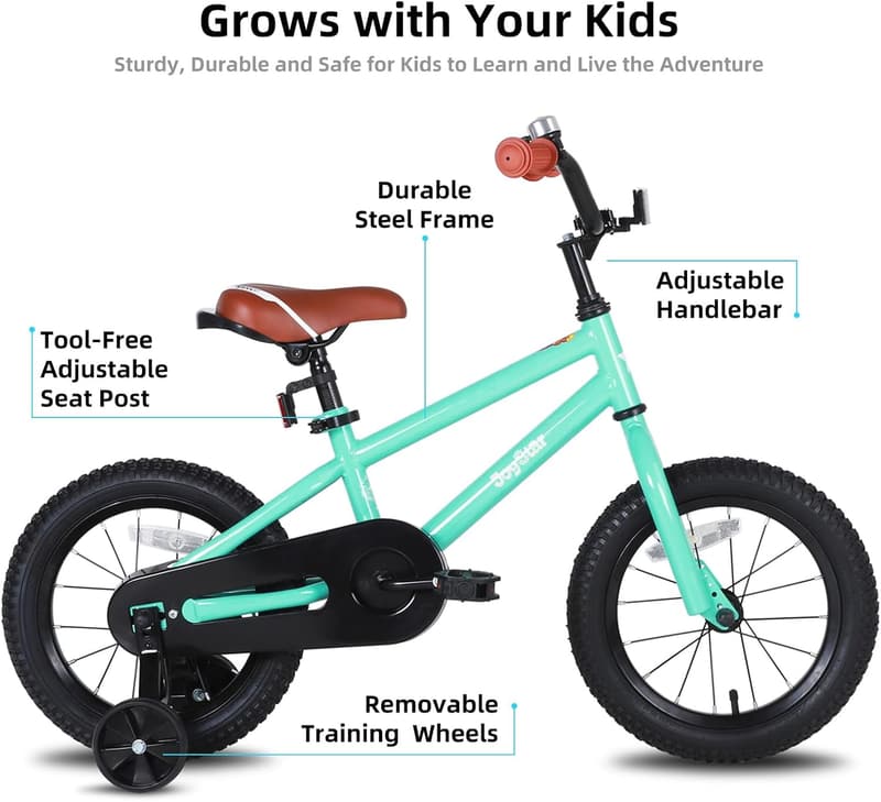 Kids' BMX Bicycle with Training Wheels, Ages 2-12, Multiple Colors