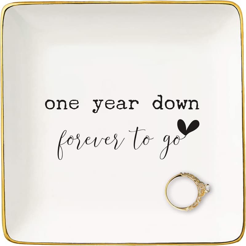 One Year Anniversary Ceramic Jewelry Tray for Her