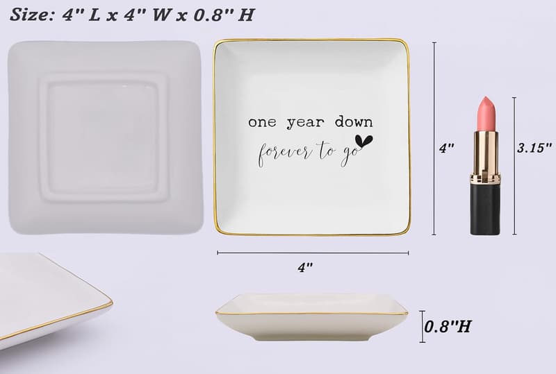One Year Anniversary Ceramic Jewelry Tray for Her