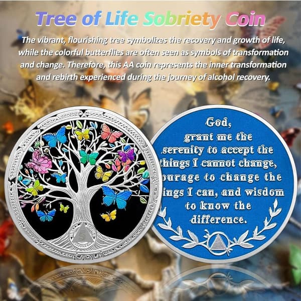 5 Month Sobriety Coin - Tree of Life Medallion for Recovery