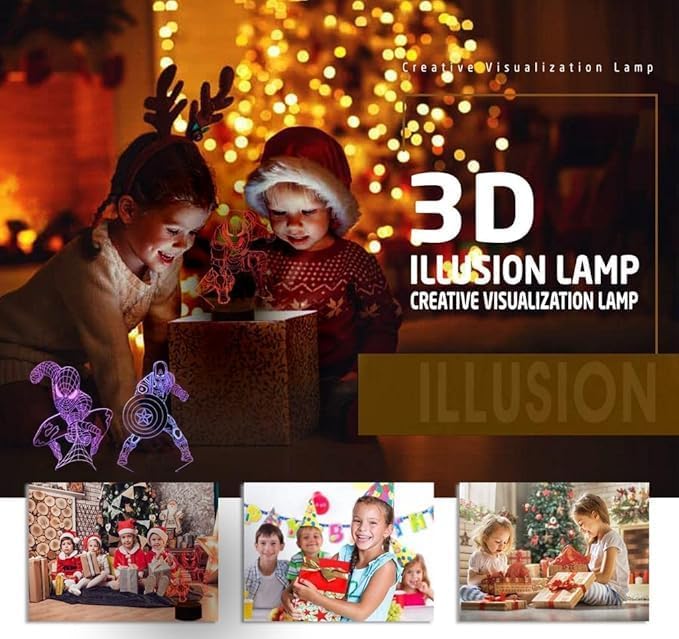 7-Color 3D Illusion Night Light for Kids with Remote