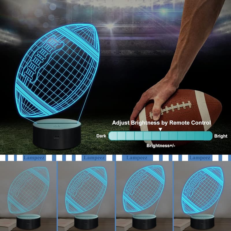 3D American Football Night Light - Color Changing Lamp for Kids