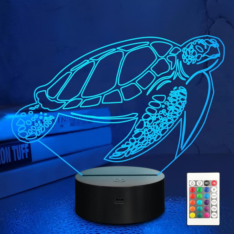 3D Turtle Night Light with Remote - 16 Colors Gift for Kids